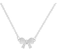 S925 Sterling Silber Katzenauge Stein Schleife Anhänger Halskette Zierliche Schlüsselbeinkette Glamour Halsreif Allergie- Schmuck für Sie Frauen Mädchen