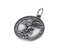 S925 Sterling Silber Michael Erzengel Runde Medaille Anhänger Herren Retro Mode Halskette Anhänger Geeignet Für Den Alltag Party Urlaub Geschenk