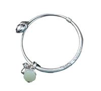 S925 Sterling Silber Natürliche Hetian Jade Weiße Jade Armband Retro Elegante Armband Frauen Einstellbar