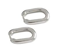 S925 Sterling Silver Earrings Retro Geometric Oval Round Ear Buckle Earrings Gift Tw