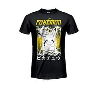 Sabor srl T-Shirt Pikachu Pokemon, offizielles T-Shirt, schwarz, Unisex, Kinder, Jungen, Schwarz, 9-11 Jahre