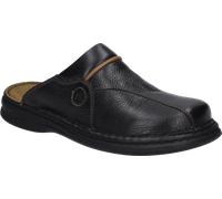 Sabot JOSEF SEIBEL "KLAUS", Herren, Gr. 50, schwarz (schwarz, cognac), Leder, Schuhe Sabot, Sommerschuh, Schlappen, Hausschuh, mit gepolsterter Lederinnensohle (35553354-50) schwarz, cognac