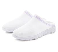 Sabot LASCANA "Slip-On-Sneaker", Mädchen, Gr. 36, weiß (weiß, flieder), Obermaterial: 100% Polyester. Decksohle: 100% Polyester. Futter: 100% Polyester. Laufsohle: 100% Synthetik, Mesh, mehrfarbig, Ba