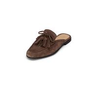 Sabot MARC O'POLO "mit Schleife und Quasten", Damen, Gr. 36, faded braun, Obermaterial: 100% Leder (Rind), unifarben, Schuhe Sabot (45472402-36) faded braun