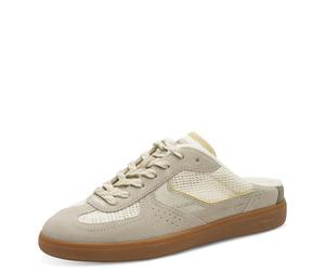 Sabot TAMARIS, Damen, Gr. 38, beige (hellgrau, kombiniert), Leder, Textil, Schuhe Sabot, Freizeitschuh, Schnürer, Schlupfschuh, Logo-Aufnäher an der Schuhzunge (42160204-38) hellgrau, kombiniert