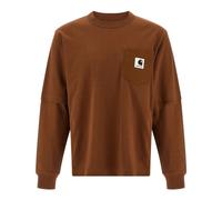 Sacai - Cotton Jersey L/S T-Shirt - - Tops - Damen - Braun - S