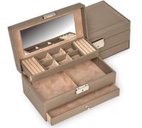 Sacher Schmuckkoffer »Helen, 34.107.565943« (2-tlg), Made in Germany, feines italienisches Echtleder mit weicher Haptik, beige