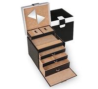 Sacher Schmuckkoffer Schmuckkasten schwarz weiß abschließbar mit Schloss