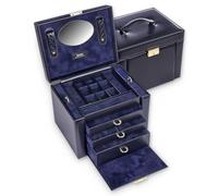 SACHER Schmuckkasten Marta - Handmade in Germany - Breite 27 cm (navy | acuro | Leder)