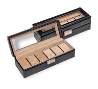 SACHER Uhrenetui für 6 Uhren - Handmade in Germany - Breite 29 cm (schwarz | new classic | Fenster)