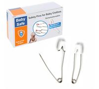 Sachverständigen-Zubehör® Sicherheitsnadeln mit Baby-Verschluss [Safety Windelnadeln] Weiß Groß 58 mm 20er Set | Edelstahl Windelstifte für Kinder | Stoffwindeln mit Extra Sicherheitsverschluss