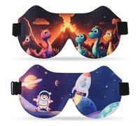 SacJkt Schlafmaske Kinder, Schlafmasken, 2 Stück 3D Schlafbrille Kinder, Weiche Schlafmaske mit Verstellbares Kopfband für Jungen und Mädchen für Reisen, Nickerchen, Camping(Blau+ Orange)