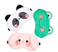 SacJkt Schlafmaske Kinder, Schlafmasken, 3 Stück Schlafbrille Kinder, niedliche Tier-Augenmaske mit Verstellbarem Riemen, Cartoon-Augenmaske zum Schlafen für Nickerchen, Reisen, Camping