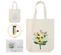 SacJkt Sticken Set Erwachsene, Embroidery Kit, Canvas Tote Bag Stickerei Starter Set mit Werkzeug und Anleitung, Kreuzstich Kit für Anfänger Erwachsene und Stickereiliebhaber（beige）