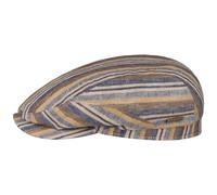 Stetson Sacota Driver Flatcap Leinen Schirmmütze Made in EU Sommer blau-beige L (58-59 cm)