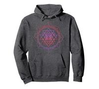 Sacred Geometry Sri Yantra Yoga Lotus Mandala PSY Goa DMT Pullover Hoodie, Unisex für Erwachsene, Anthrazit Meliert, M