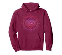 Sacred Geometry Sri Yantra Yoga Lotus Mandala PSY Goa DMT Pullover Hoodie, Unisex für Erwachsene, Kastanienbraun, XL