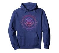 Sacred Geometry Sri Yantra Yoga Lotus Mandala PSY Goa DMT Pullover Hoodie, Unisex für Erwachsene, Marineblau, XXL