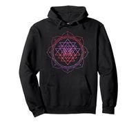 Sacred Geometry Sri Yantra Yoga Lotus Mandala PSY Goa DMT Pullover Hoodie, Unisex für Erwachsene, Schwarz, M