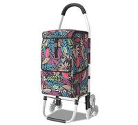 SADOMAIN Aluminium Einkaufstrolley Treppensteiger, Tragfähigkeit 60 kg, Trolly Einkaufswagen Klappbar mit 6 Räder und Abnehmbare Tasche 60L, Wasserdicht (A)