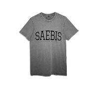 SAEBIS Lifestyle Damen Oversized T-Shirt - 100% Baumwolle - schwarz/weiß (as3, Alpha, l, Regular, Regular, Washed grau)
