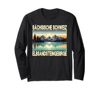 Sächsische Schweiz Retro Berglandschaft Vintage Wandern Langarmshirt