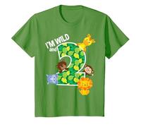 Safari Dschungeltier mit Aufschrift I'm Wild and 2 Zoo, 2. Geburtstag T-Shirt, Kinder, Hellgrün, 152
