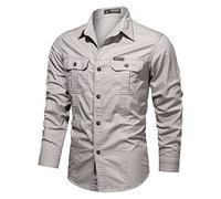 Safari-Shirts für Herren: UV-Schutz, Baumwolle, Arbeitshemd, langärmelig, Button-Down-Shirt, atmungsaktiv, feuchtigkeitsableitend, schnell trocknend, Outdoor, Militär, taktisches Hemd für Taschen