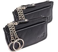 Safekeeper Schlüsseletui Leder Klein - Schlüsseltasche mit Reißverschluss Damen und Herren, Mini Schlüsselmäppchen für Autoschlüssel - Schwarz 2-Pack