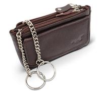 Safekeeper Schlüsseletui Leder Klein - Schlüsseltasche mit Reißverschluss Damen und Herren, Mini Schlüsselmäppchen für Autoschlüssel - Dunkelbraun