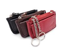 Safekeeper Schlüsseletui Leder Klein - Schlüsseltasche mit Reißverschluss Damen und Herren, Mini Schlüsselmäppchen für Autoschlüssel - 3 Stück - Schwarz, Braun und Bordo