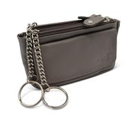Safekeeper Schlüsseletui Leder - Klein Schlüsseltasche mit Reißverschluss Damen und Herren, Mini Schlüsselmäppchen für Autoschlüssel - Grau