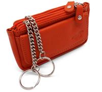Safekeeper Schlüsseletui Leder - Klein Schlüsseltasche mit Reißverschluss Damen und Herren, Mini Schlüsselmäppchen für Autoschlüssel - Orange