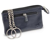 Safekeepers Echtleder Schlüsseletui mit Reißverschluss - Handgemachte Schlüsseltasche aus Leder für Damen & Herren - Schlüsselmäppchen mit Schlüsselring & Münzfach - Navy