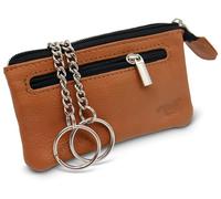 Safekeepers Echtleder Schlüsseletui mit Reißverschluss - Handgemachte Schlüsseltasche aus Leder für Damen & Herren - Schlüsselmäppchen mit Schlüsselring & Münzfach - Tan