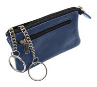 Safekeepers Echtleder Schlüsseletui mit Reißverschluss - Handgemachte Schlüsseltasche aus Leder für Damen & Herren - Schlüsselmäppchen mit 2 Ringen & Münzfach - Kobalt Blau