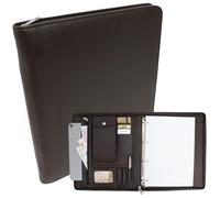 Safekeepers Konferenzmappe A4 mit Reißverschluss - Businessmappe - Ringbuch - Schreibmappe - Ledermappe A4 - Echt Rindleder - Handgefertigte Ledermappe - Laptopfach