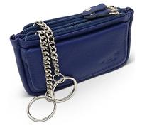 Safekeepers Safekeeper Schlüsseletui Leder - Klein Schlüsseltasche mit Reißverschluss Damen und Herren, Mini Schlüsselmäppchen für Autoschlüssel - Kobaltblau