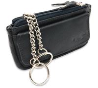 Safekeepers Schlüsseletui Leder - Klein Schlüsseltasche mit Reißverschluss Damen und Herren, Mini Schlüsselmäppchen für Autoschlüssel - Dunkelblau