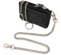 Safekeepers Safekeeper Schlüsseletui Leder Klein - Schlüsseltasche mit Reißverschluss Damen und Herren, Mini Schlüsselmäppchen für Autoschlüssel - Schwarz mit Kette