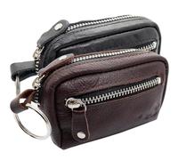 Safekeepers Schlüsselmäppchen Herren - Schlüsselmäppchen mit Reißverschluss - Leder Schlüsseletui Groß - Schlüsseltasche für Damen und Herren - Schlüsselmäppchen mit Geldfach, Schwarz und Braun…