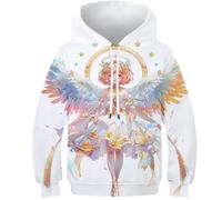 SAFGTXHTR Kinder Engel Hoodie 3D Lustig GedrucKt Kapuzenpullover Langarm Pullover Flügel Hoodies Personalisierte Sweatshirt Für Jungen Mädchen Mit Kängurutasche Für 6-15 Jahre