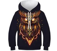 SAFGTXHTR Kinder Eule Hoodie 3D Lustig GedrucKt Animal Kapuzenpullover Langarm Pullover Vogel Hoodies Leichte Sweatshirt Für Jungen Mädchen Mit Tasche Für 6-15 Jahre