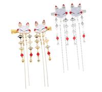 SAFIGLE 2 Paar Hanfu Haarspangen mit Quasten und Fuchs Dekor Retro Haarnadeln für Damen und Mädchen Vielseitiger Haarschmuck für Partys Zeremonien und Hanfu Frisuren