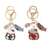 SAFIGLE 2 StüCk GlüCkskatze SchlüSselanhäNger KatzenanhäNger Cartoon Design Kawaii Taschen- Und Auto SchlüSselanhäNger Niedliche Accessoires FüR Geschenk Und Schultaschendekor