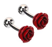 SAFIGLE 2 Stück Manschettenknöpfe aus Kupfer in Roter Rosenform Business Accessoire für Damen und Herren Fest Sitzend Hautfreundlich Geeignet für Anzug und Hemd