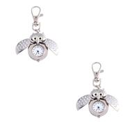 SAFIGLE 2 StüCk Retro Eule Taschenuhr Analoge Vintage Uhr Mit Kette, SüßE Spreading Wings Eule Design, Freunde Und Familie