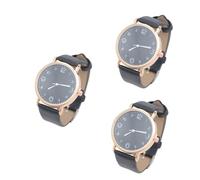 SAFIGLE 3stücke Casual Damenuhr Mit Pu-lederarmband Elegante Quarzuhr Für Damen Und Mädchen Für Alltag Und Besondere Anlässe Schwarz