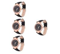 SAFIGLE 4 Stück Quarz Damenuhren damenarmbanduhren Presents for Women Einfache Lederuhr Frauen schauen zu Uhren für Kinder Kinderuhr Uhr mit Lederarmband Armbanduhr für Damen Glas Black