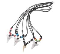 SAFIGLE 4-teilige Halskette mit künstlichem Haizahn - Hawaiianischer Strandschmuck, verstellbare Halskette - Meerestier-Anhänger - Sommer-Accessoires im Küstenstil